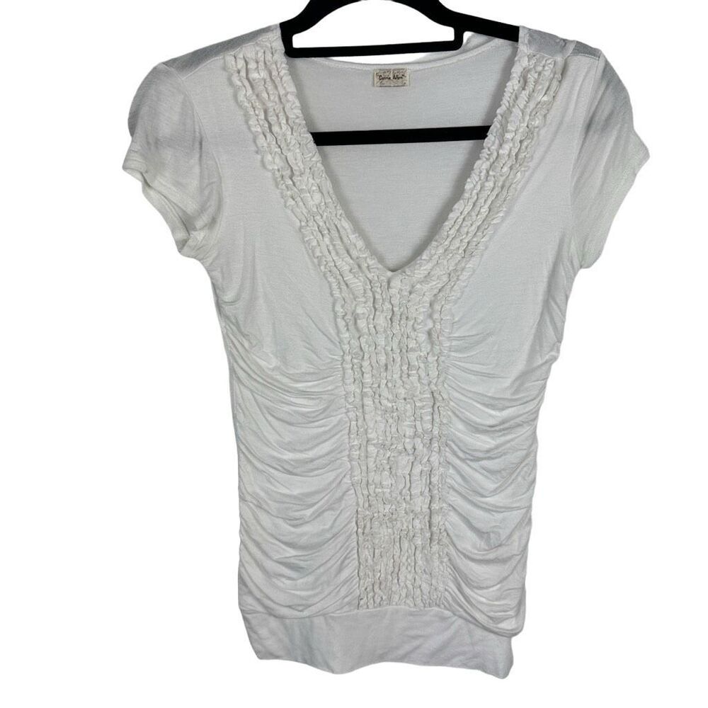Carrie Allen cream ruffle t-shirt- size s